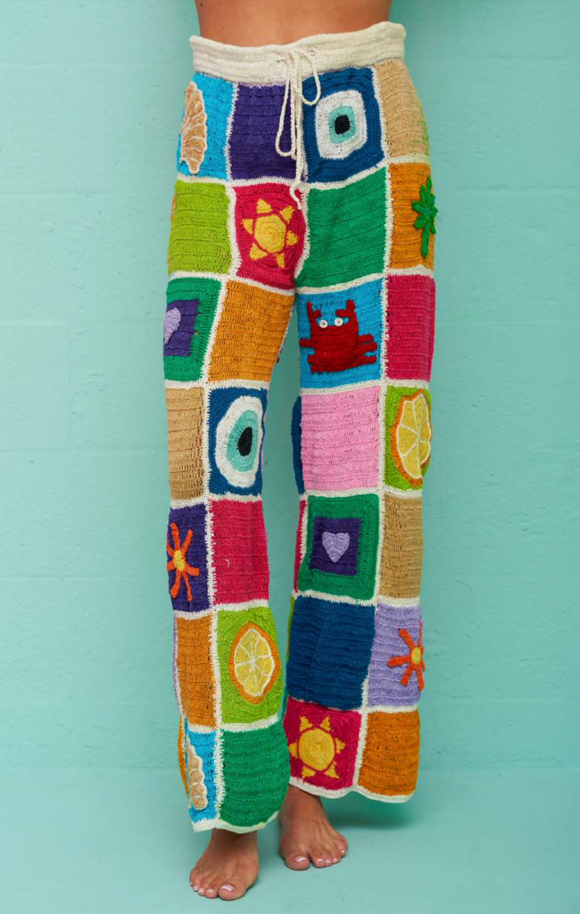 Crochet Patchwork Pants Multicolor