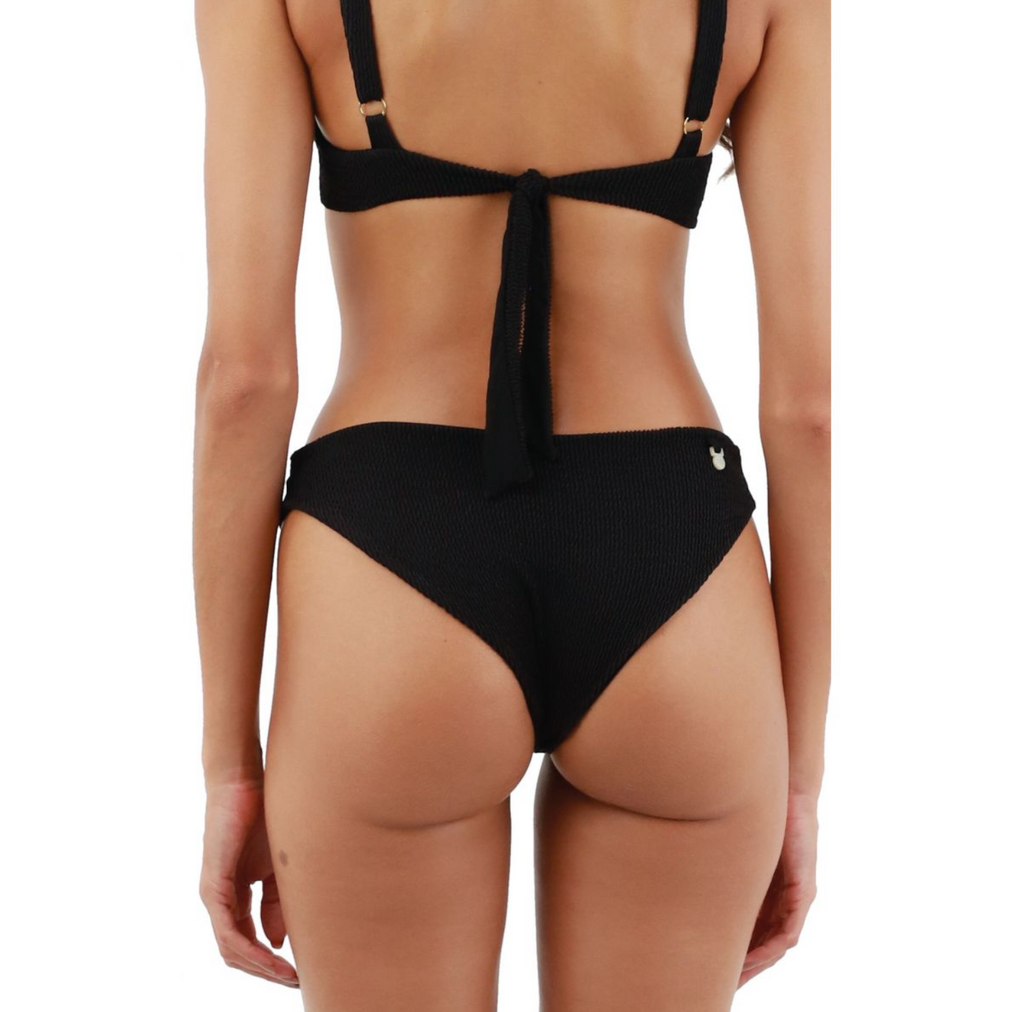 Textured Waffle Black Majestic Bikini Set