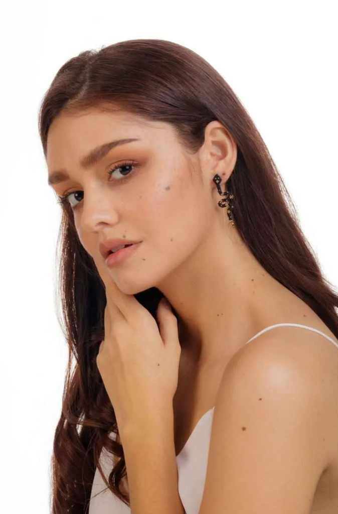 Oriana Black Gold Crystal Earrings