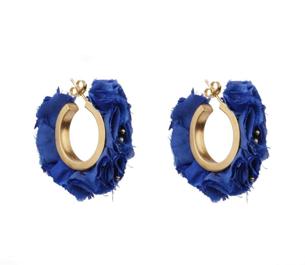 Blue Bougainvillea Small Hoops Earrings