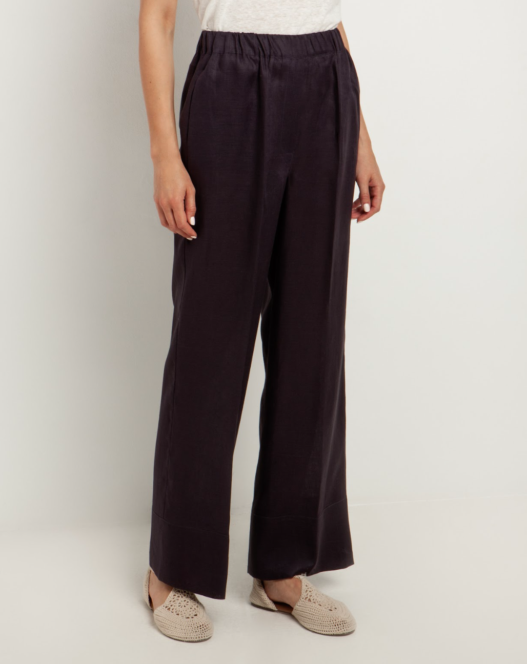 Plum Linen Trousers 110151