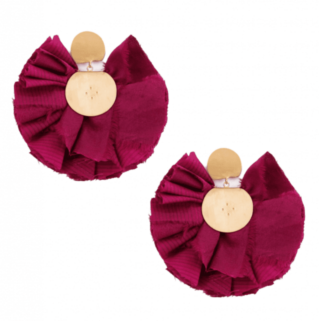 Aubergine Mini Silky Fan Earrings