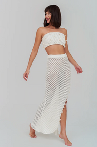 Puka Shell Crochet Ecru Top