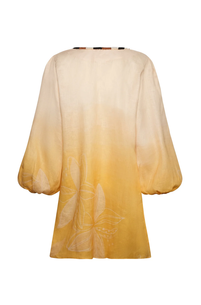 San Marco Linen Mini Dress Yellow