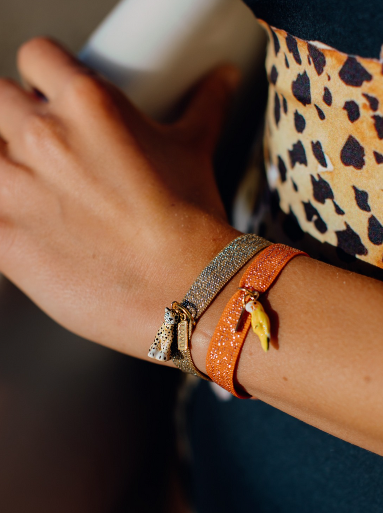 Yellow Parrot Orange Elastic Bracelet