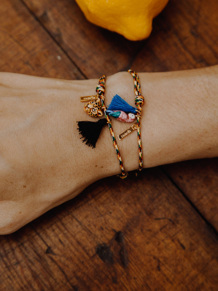 Pink Parrot Pompom Bracelet