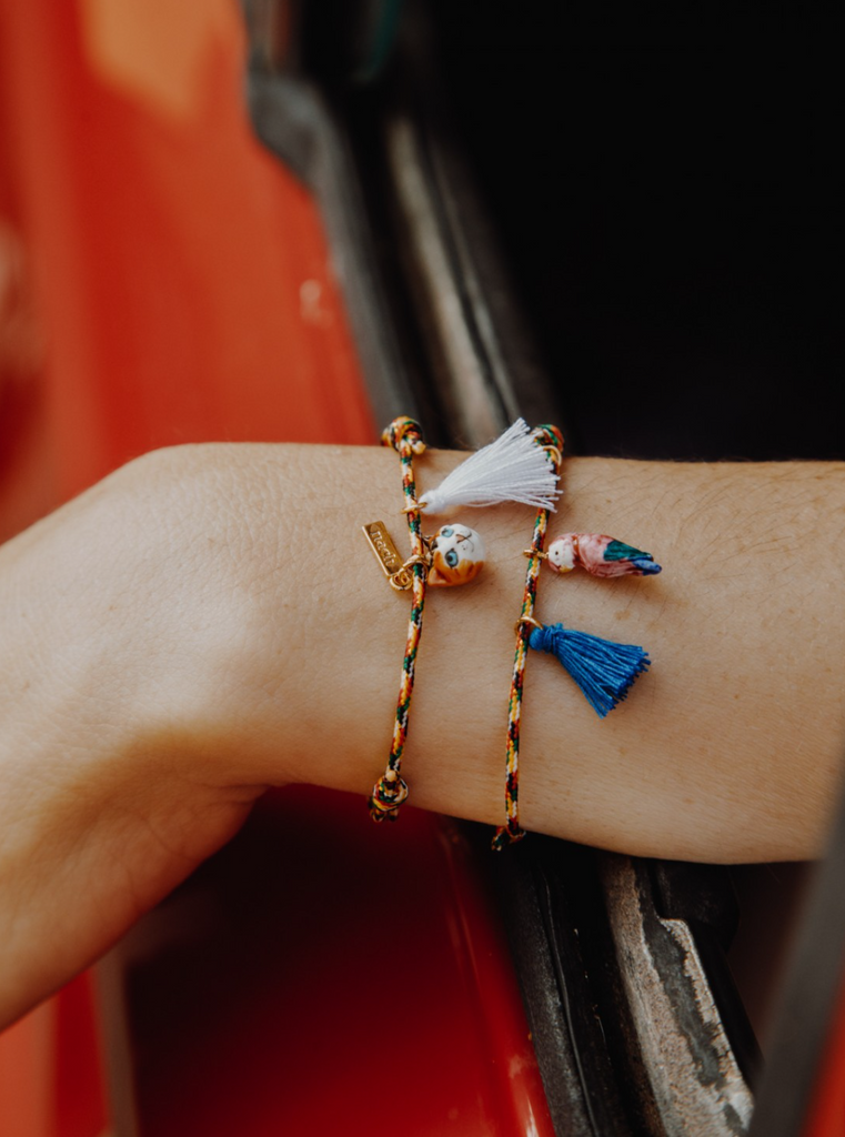 Pink Parrot Pompom Bracelet