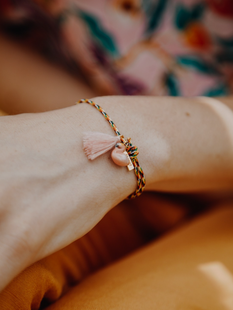 Flamingo Pompom Bracelet