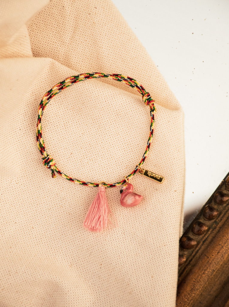 Flamingo Pompom Bracelet