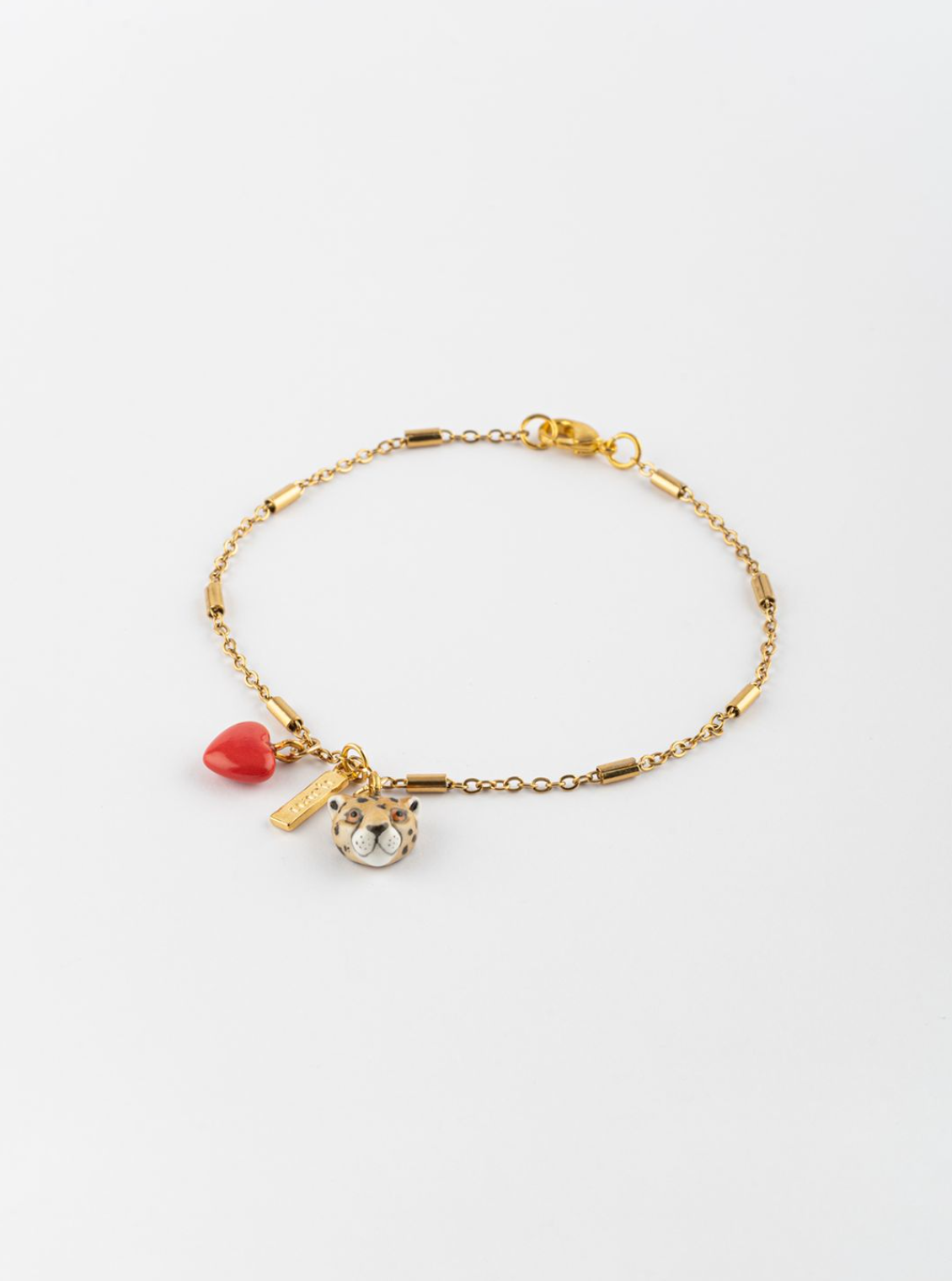 Leopard and Heart Chain Bracelet