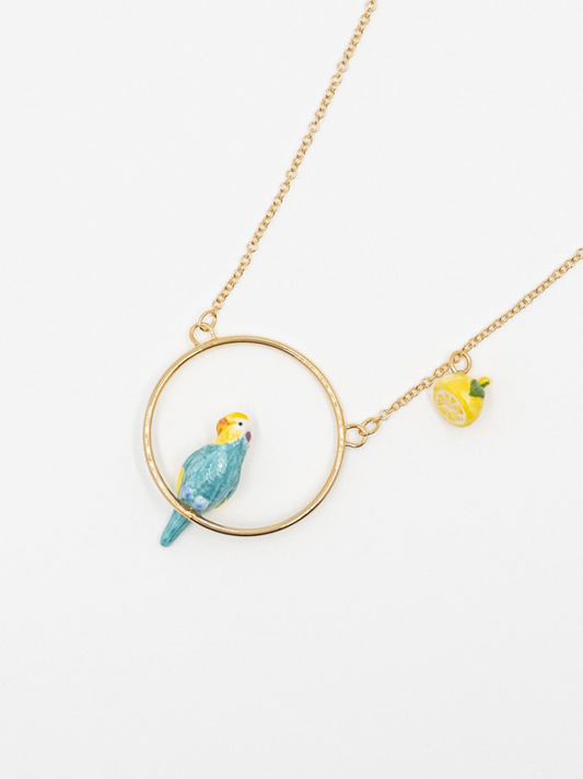 Blue Budgerigar Round Necklace