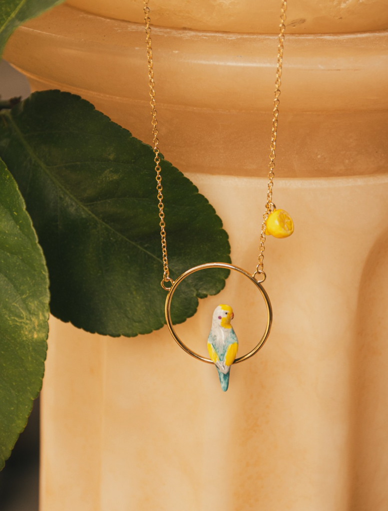 Blue Budgerigar Round Necklace