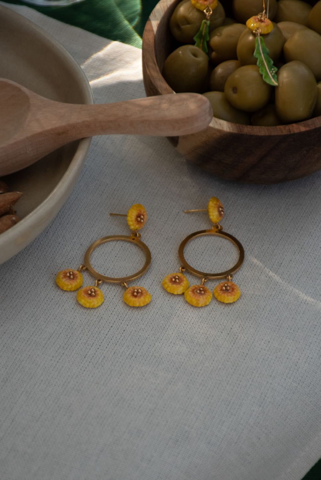 Circle Yellow Dandelions Earrings