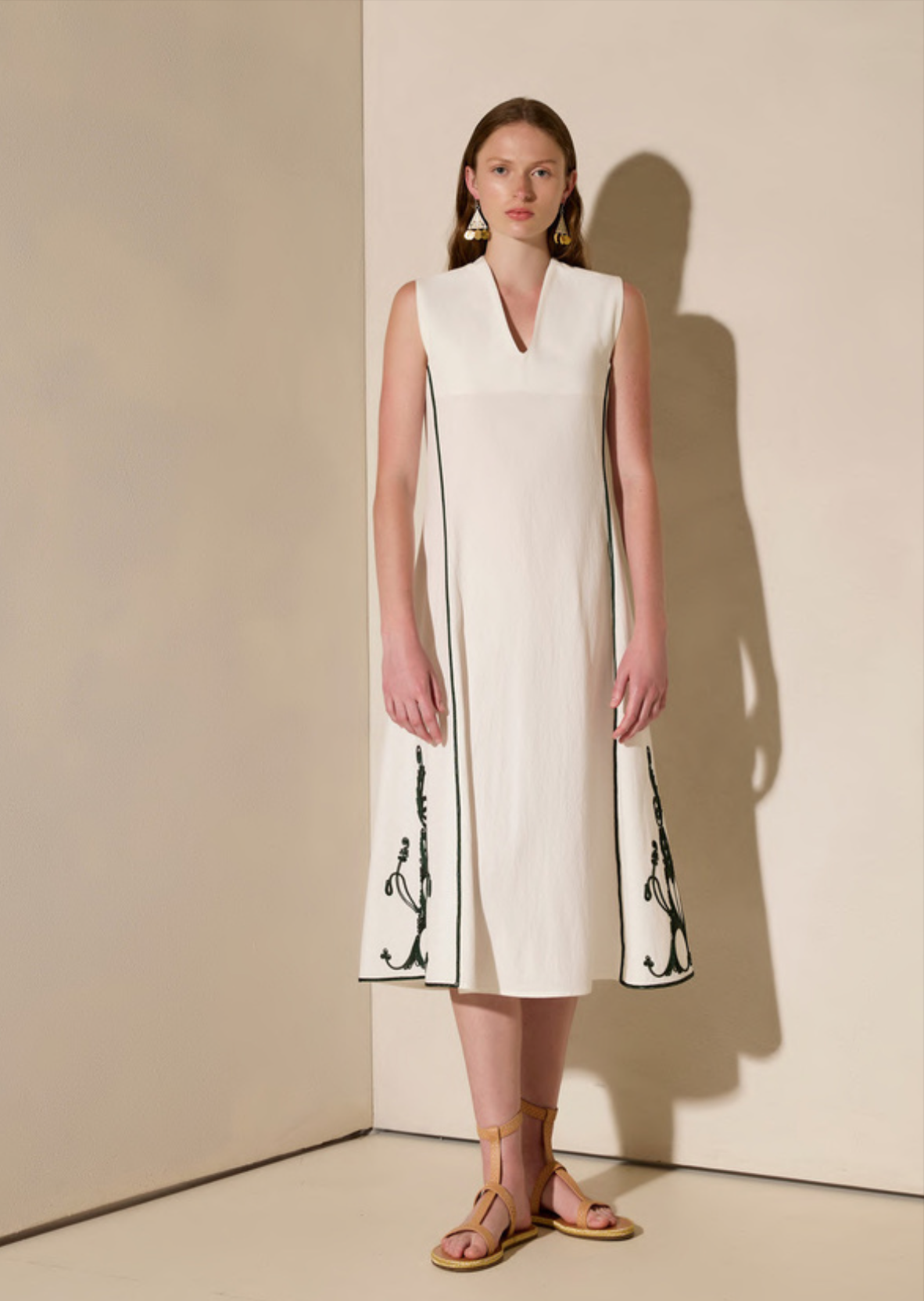 Areti Off White Olive Midi Dress