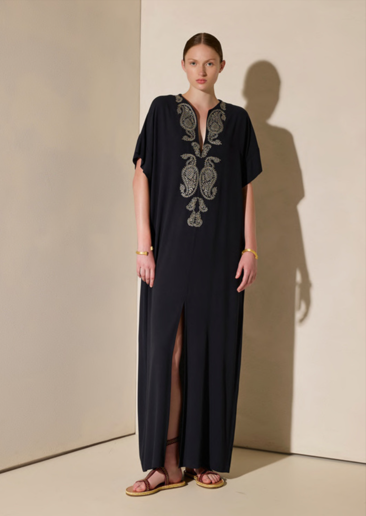 Lahour Navy Blue Long Kaftan