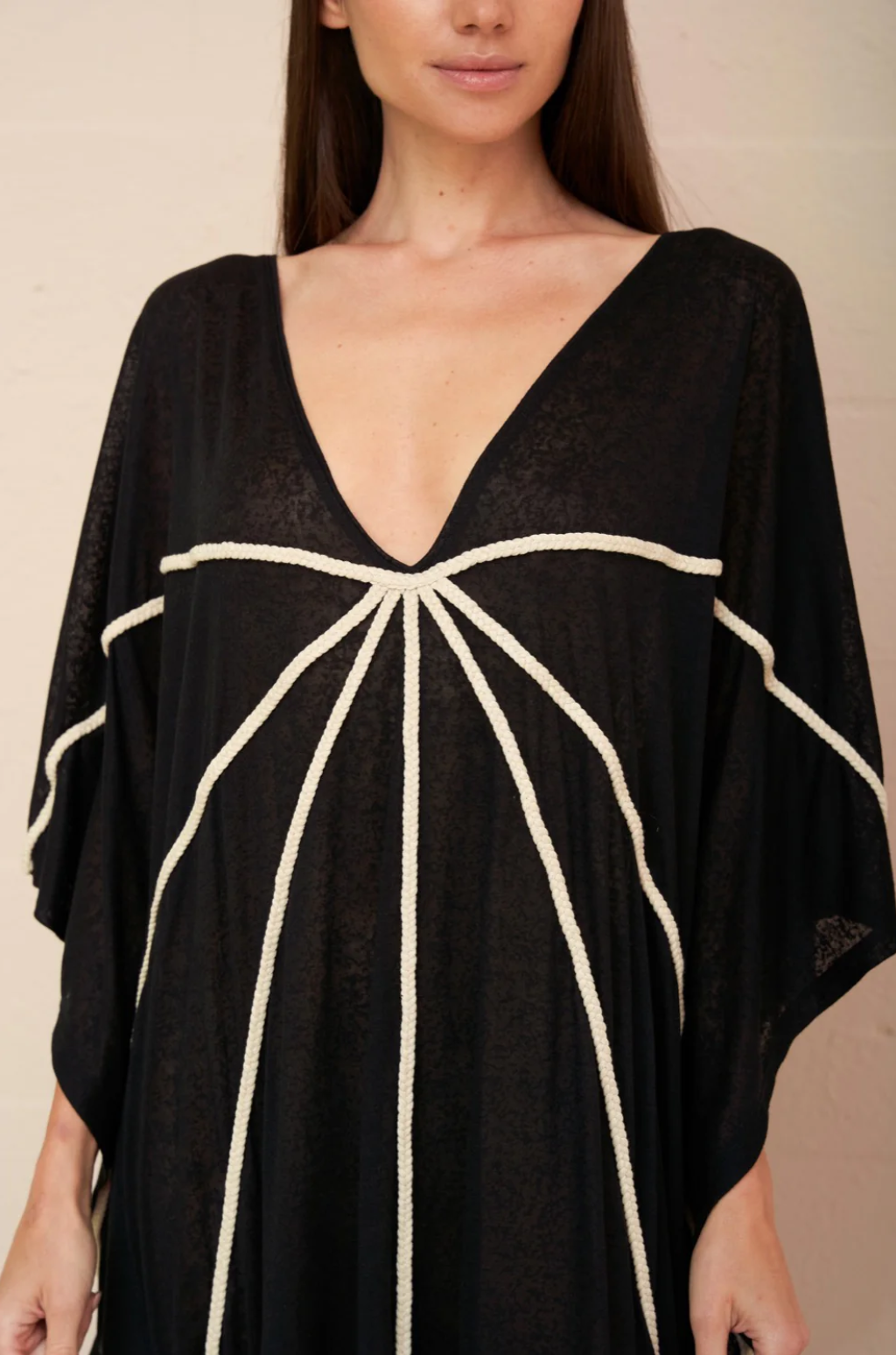 Black Braided Front Kaftan