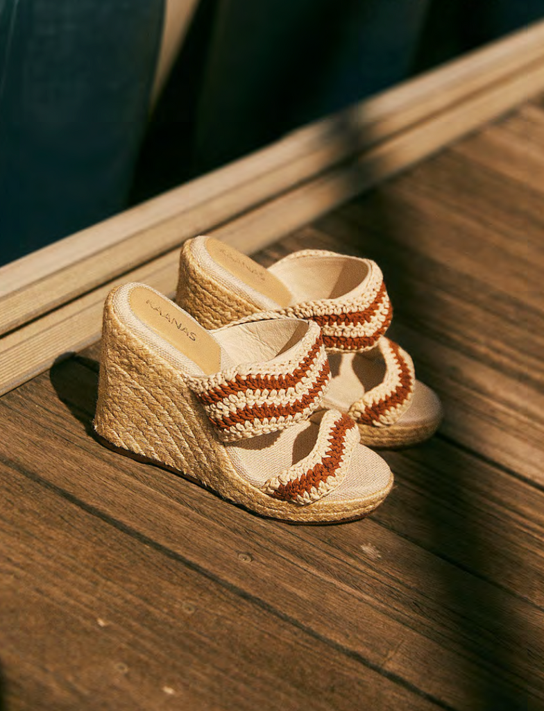 Malik Handwoven Wavy Crochet Wedge Sandals
