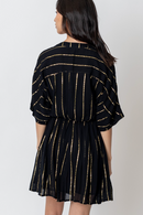 Lurex Stripe Black Kimono Sleeve Mini Dress