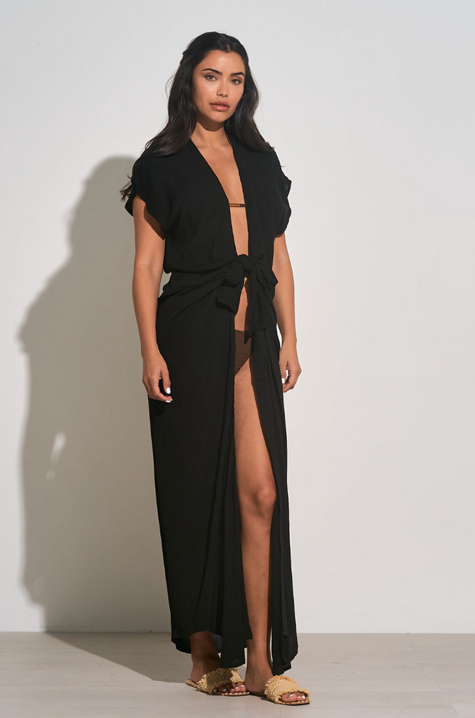 Luaia Black Cover Up Tie Front