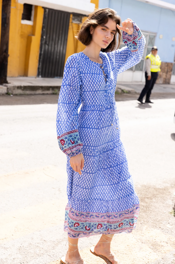 Long Sleeve Midi Campania Blue Dress