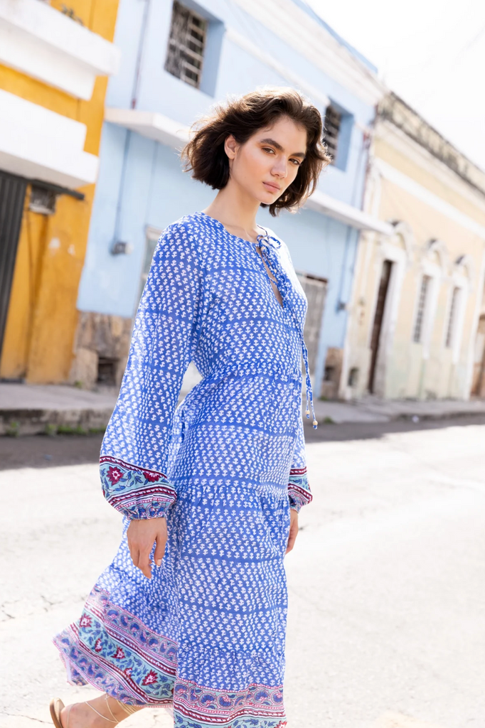 Long Sleeve Midi Campania Blue Dress