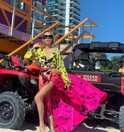 AKSWD1 Silk Long Sleeve Wrap Dress - Astral Neon