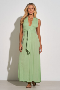 Tala Maxi Halter Tie Waist Sage Dress