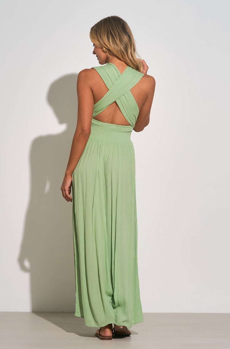 Tala Maxi Halter Tie Waist Sage Dress