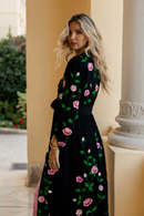 Sweet Roses Kimono Duster Black