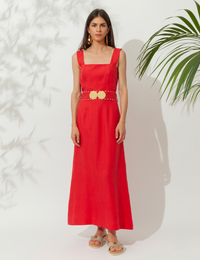 Nonika Long Dress With Golden Buckles