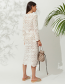 Avra Crochet Midi Dress Off White