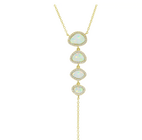 Quad Pebble Opal Lariat Necklace White Opal