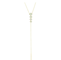 Quad Pebble Opal Lariat Necklace White Opal