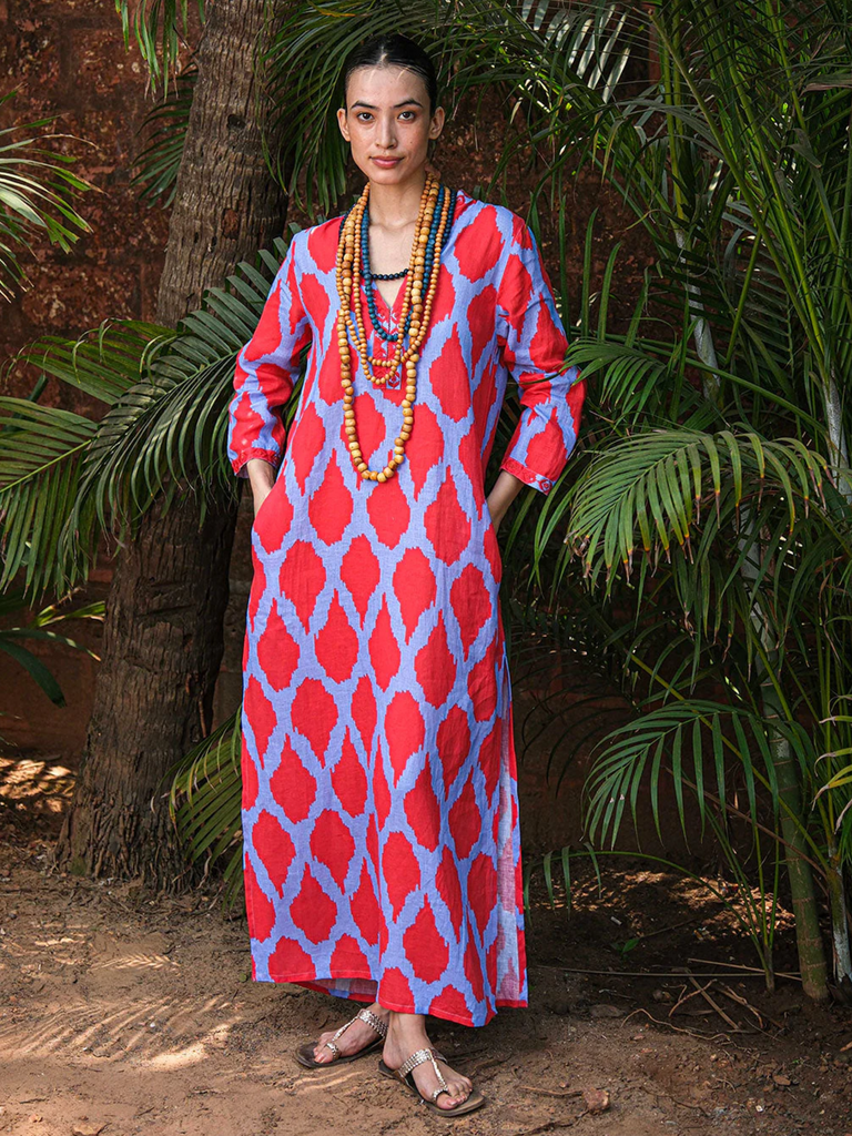 Sapphire Long Red Kaftan