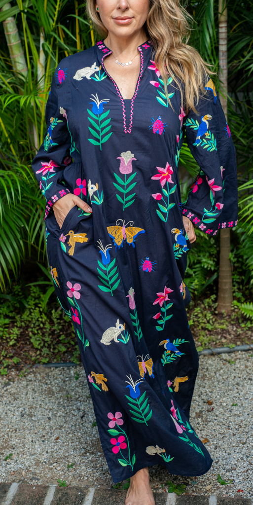 Opal Navy Mexican Kaftan