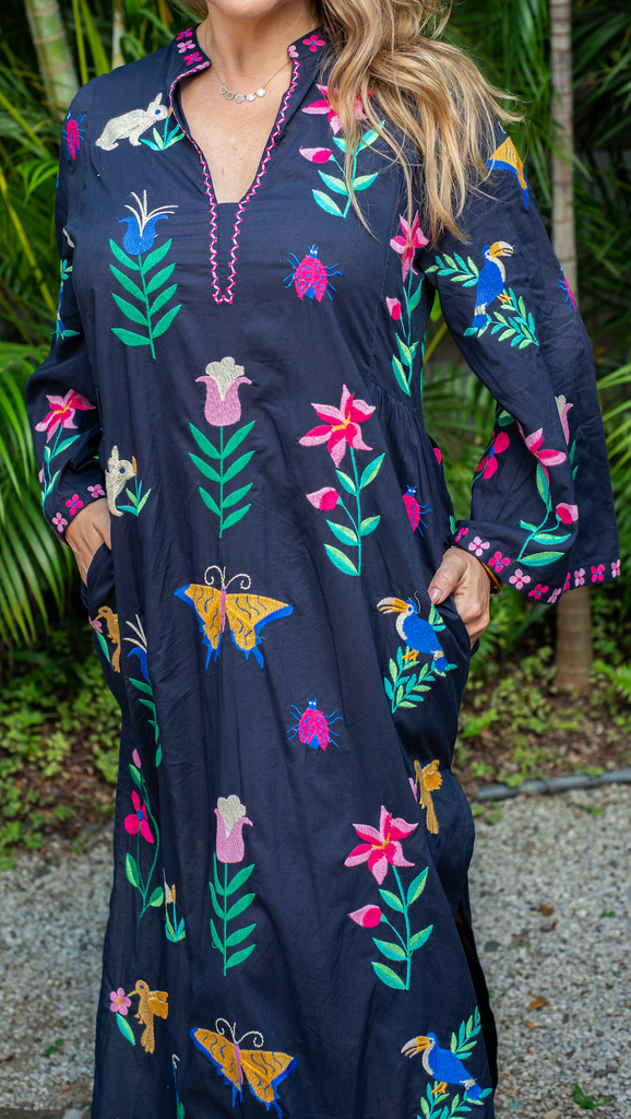 Opal Navy Mexican Kaftan