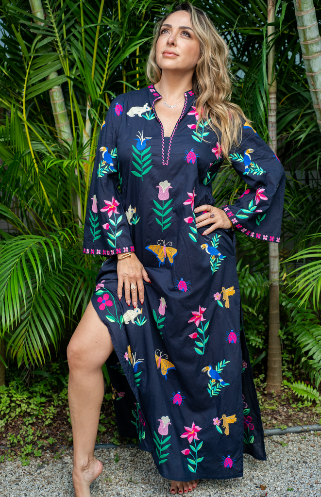 Opal Navy Mexican Kaftan