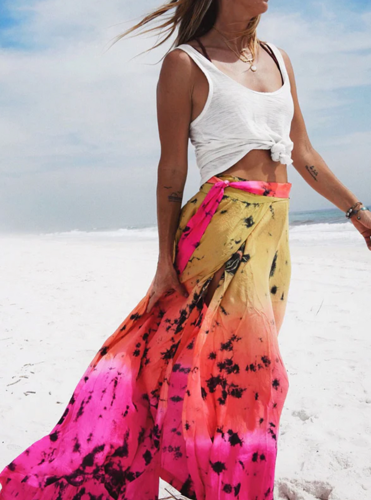 AKSWSL3 Silk Nomad Maxi Wrap Skirt Astral Neon