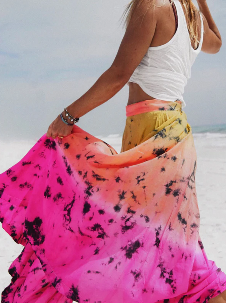 AKSWSL3 Silk Nomad Maxi Wrap Skirt Astral Neon