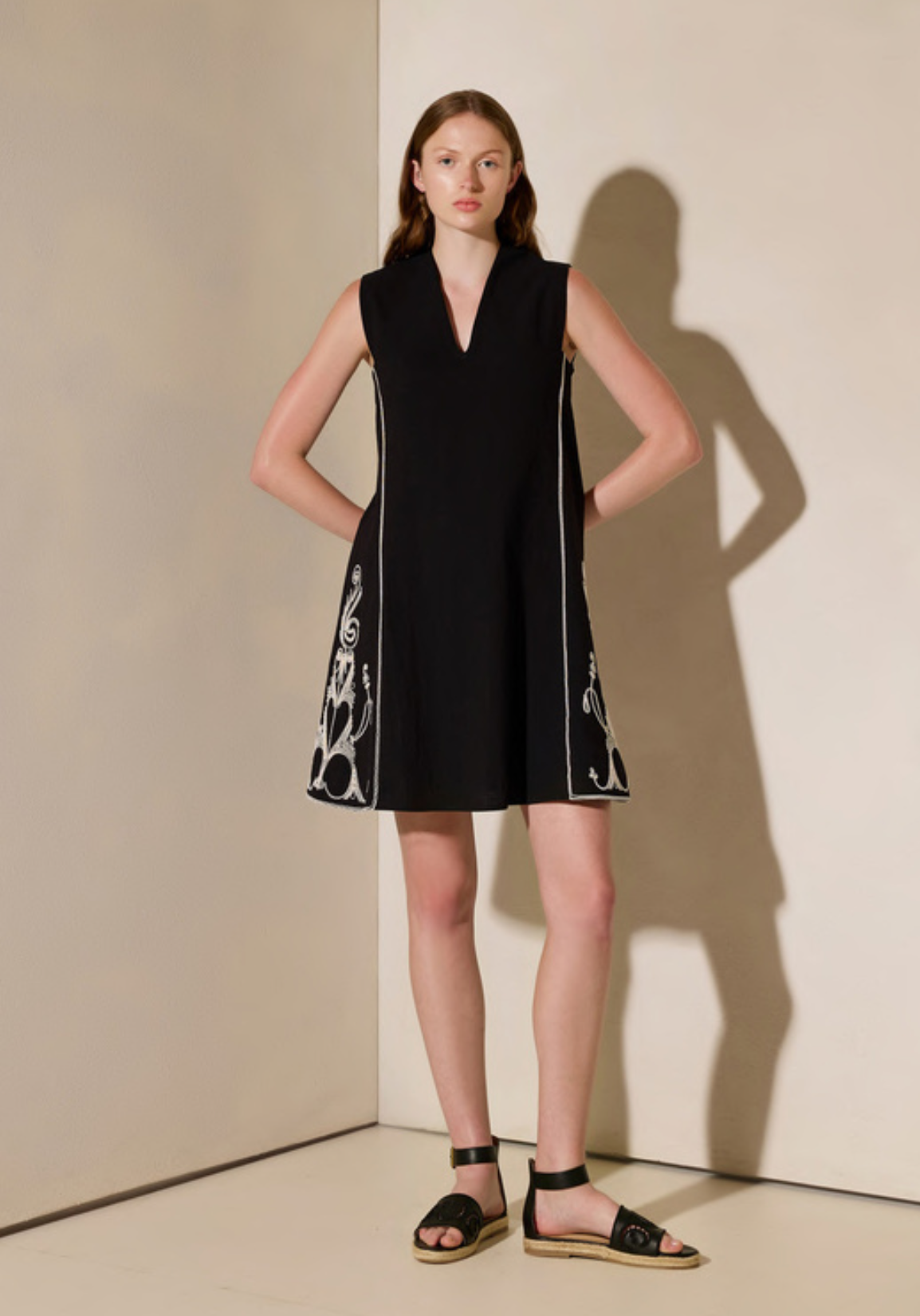 Areti Black Off White Midi Dress