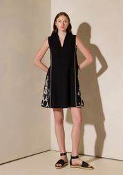 Areti Black Off White Midi Dress