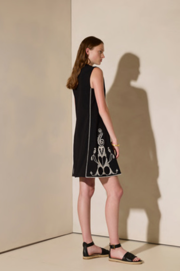 Areti Black Off White Midi Dress