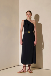 Porpes Navy Blue Midi Dress