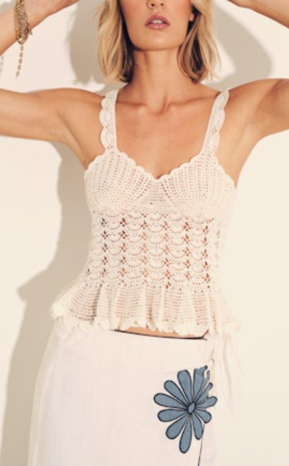 Shell Crochet Ivory Top