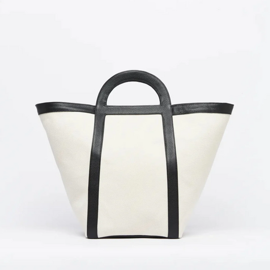 Atuel Canvas Leather Tote Black