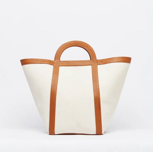 Atuel Canvas Leather Tote Caramel