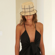 Cruz Packable Natural & Black Lines Hat