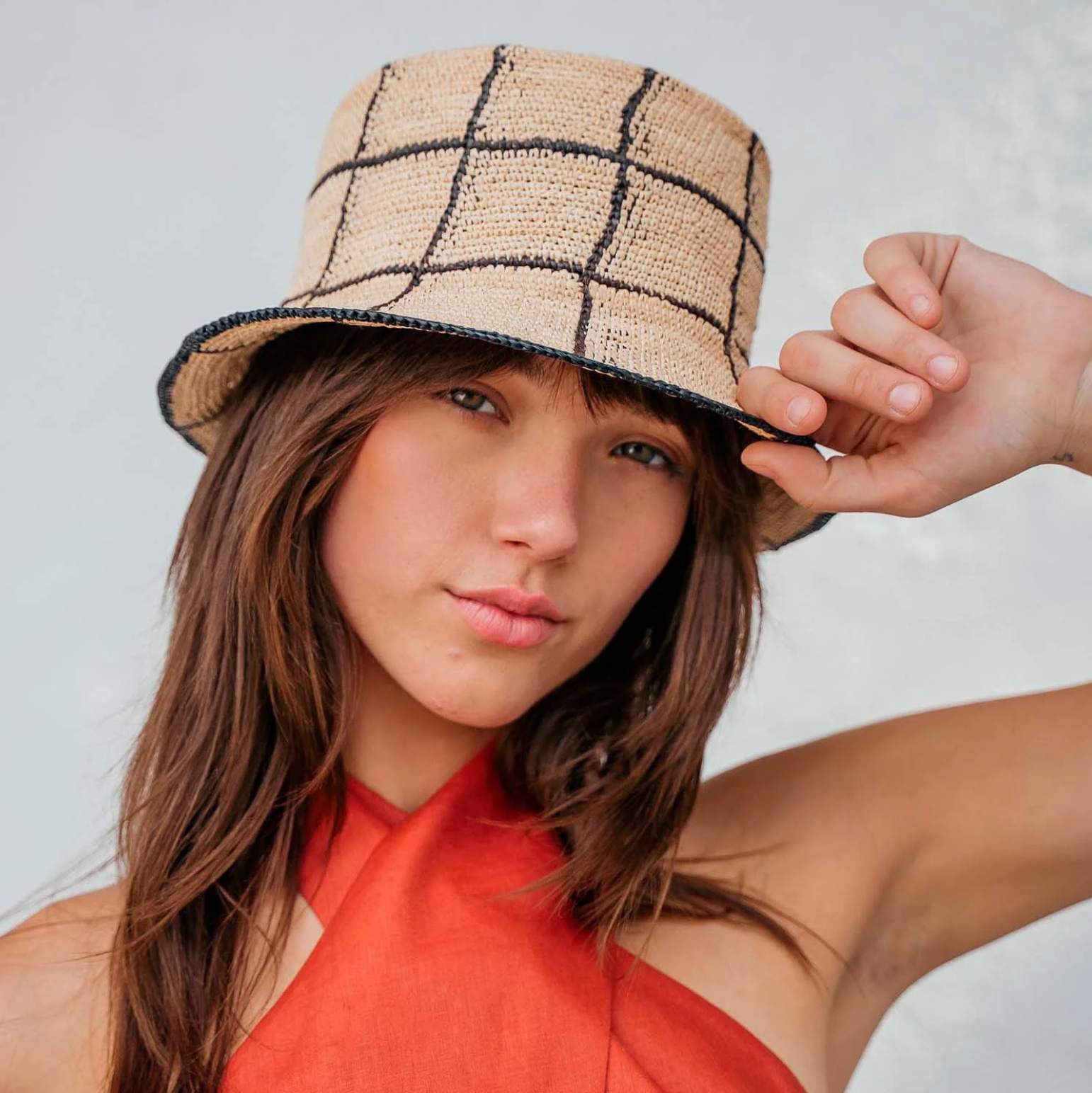 Cruz Packable Natural & Black Lines Hat