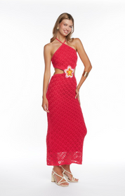 Lucinda Red Flower Dress