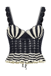 Shell Crochet Navy Top